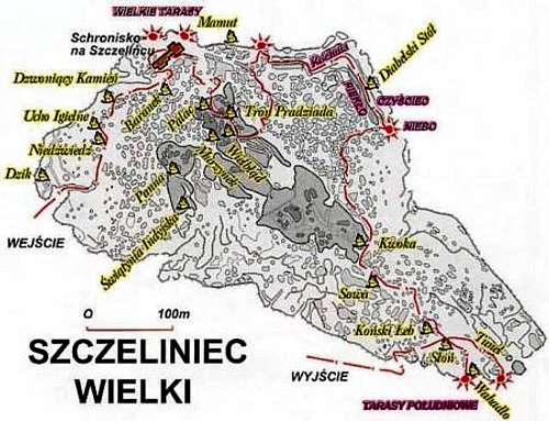 Schematic map of Szczeliniec Wielki