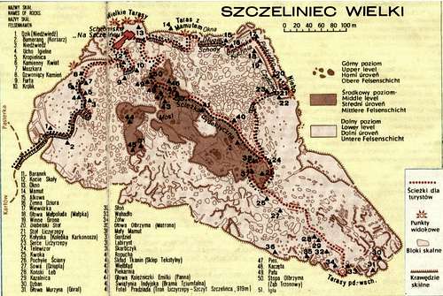Old map of Szczeliniec Wielki