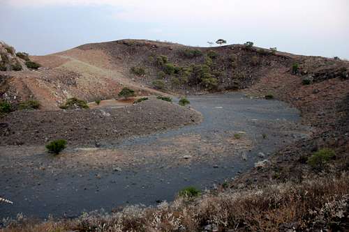 One of the craters with the main caldera.