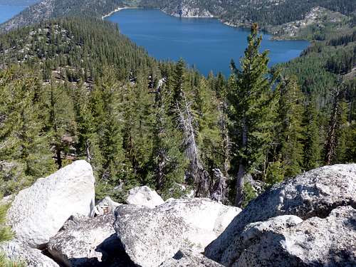 View down the rocks to Marlette Lake