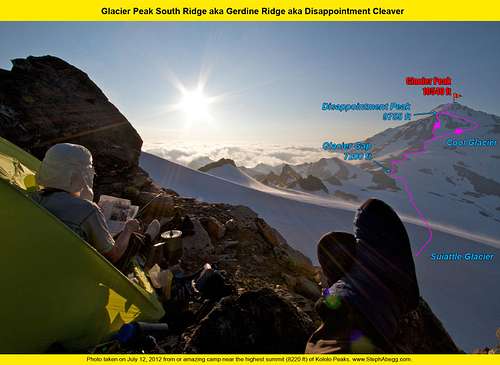 Glacier Peak South Ridge / Gerdine Ridge / Disappointment Cleaver overlay