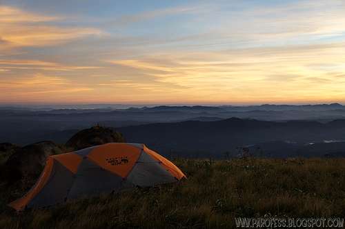 Our tent in sunrise