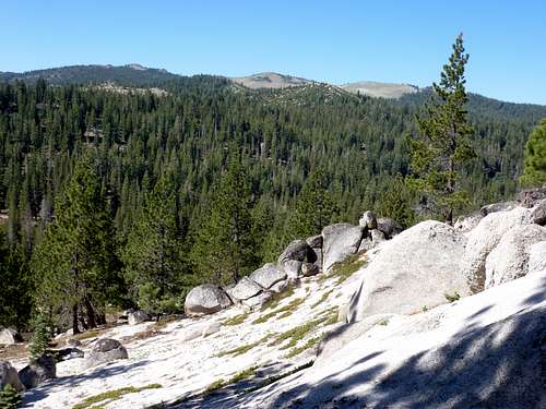 View down the rocks towards Snow Valley Peak 9,214'