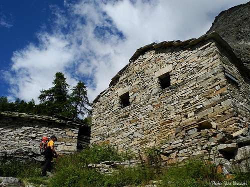 Ancient alp on the way to the Refuge Vittorio Sella (Gran Paradiso Group)