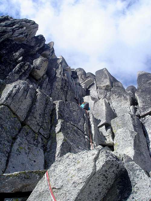 The lower roped climbing section