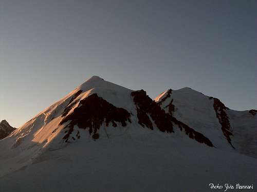 Sunset on Pollux and Castor from Rossi-Volante Bivouac