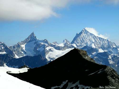 A detail of Zinalrothorn and Weisshorn from Breithorn Plateau