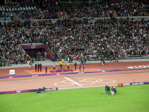 Bolt, Blake, Gatlin 100m Ceremony