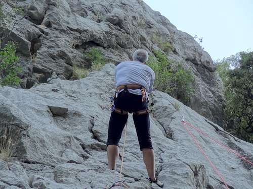 Rockclimbers at the foot of the Paklenica routes