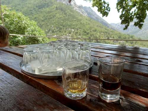 Second liquor degustation at Ramića dvori, third hut, also not far over the Paklenica hut