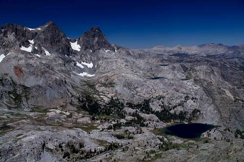 Mt. Ritter, Banner Peak, and Lake Ediza from the summit