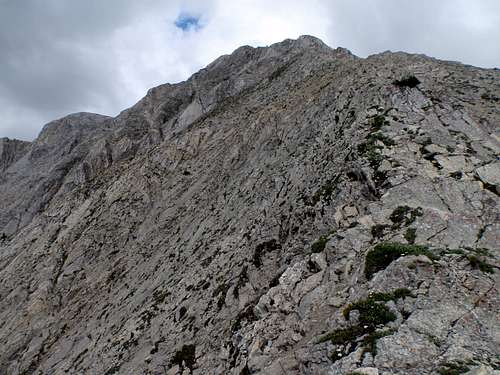 Easy terrain on West ridge 