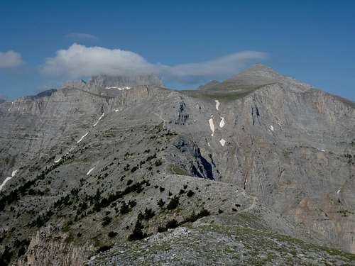 The highest peaks of Mt.Olympus photographed from Skourta peak