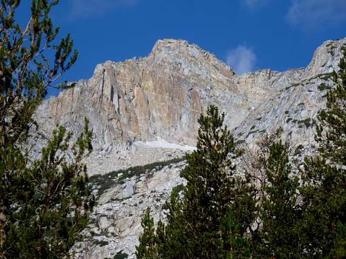 View of Conness Plateau southeast summit from the approach trail via the South Slope route