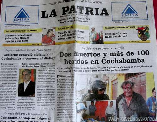 Newspaper Oruro jan 2007