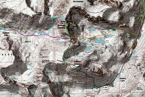 Bowback and Sundance Mountains Map
