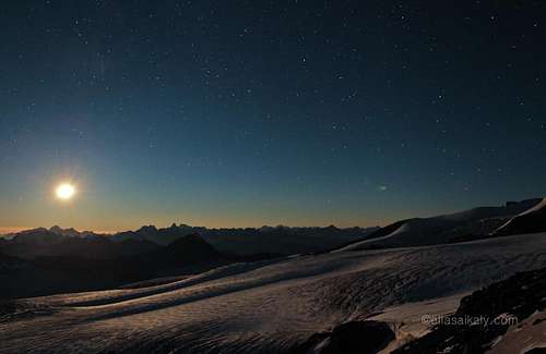 Moon set on Elbrus