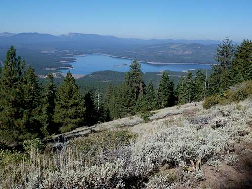 View of Stampede Reservoir from high up on the road