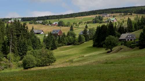 Meadows and houses in Malá Úpa
