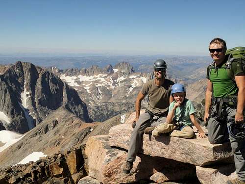 father and nine year old son climb Granite Peak