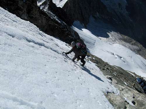 Some snow couloir below the summit