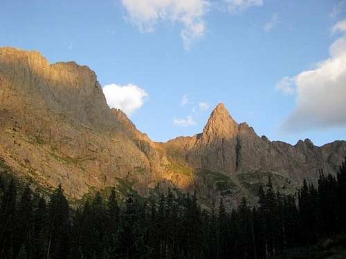 Knife Point and Peak Ten in alpenglo