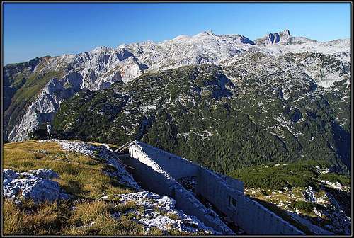 Krn massif from the summit of Velika Montura