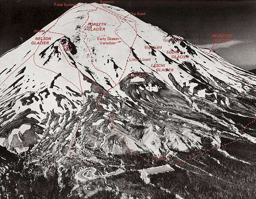  Mount Saint Helens pre-eruption climbing routes from 1973 Cascade Alpine Guide