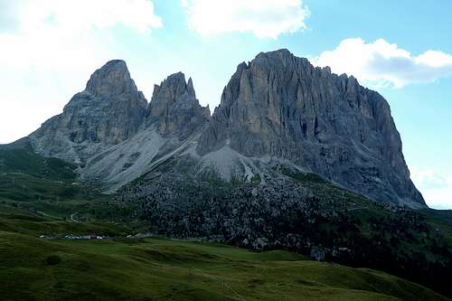 Sassolungo as seen from Passo di Sella