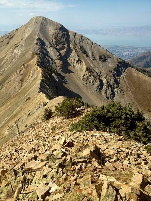 A look down the ridgeline towards Provo Peak