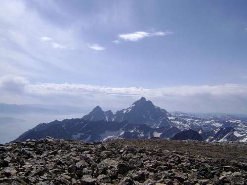 The Grand Teton and Teewinot from the summit of Mount Moran