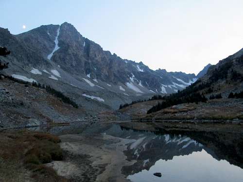 The Moon and Whitetail Peak-Reflected at dusk