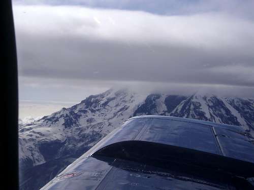 Flying by a stratovolcano in the aleutian range