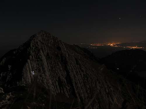 Climbing North ridge in the night