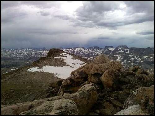 Stormy summit of Lonesome Mountain-Beartooth Range MT
