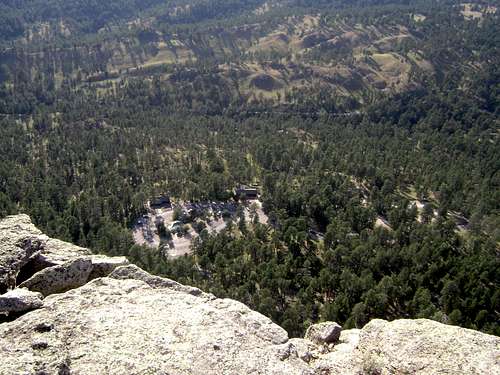 Looking over the edge from the top of Devils Tower