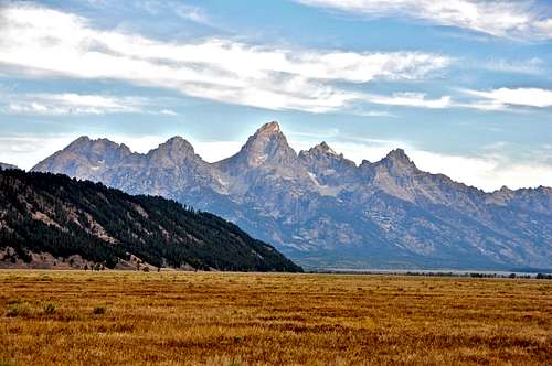Distant view of The Grand Tetons