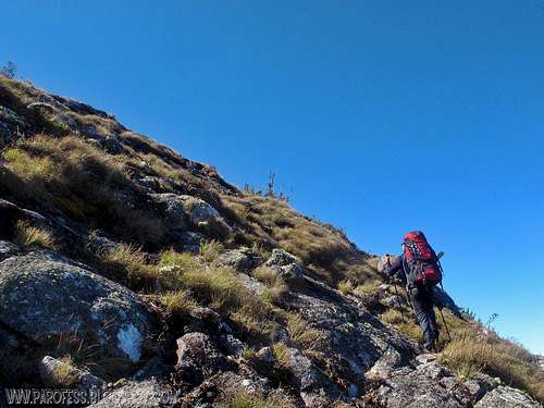 SPer Flavio Varricchio hiking up Melano Peak
