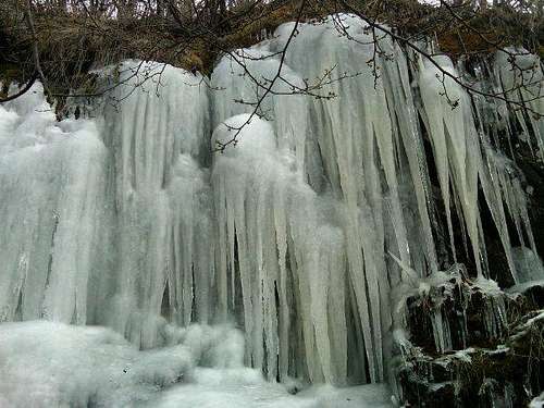 Frozen spring south of the summit