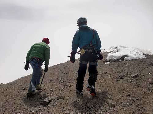 Exhasted and beaten at the summit of Mount Rainier