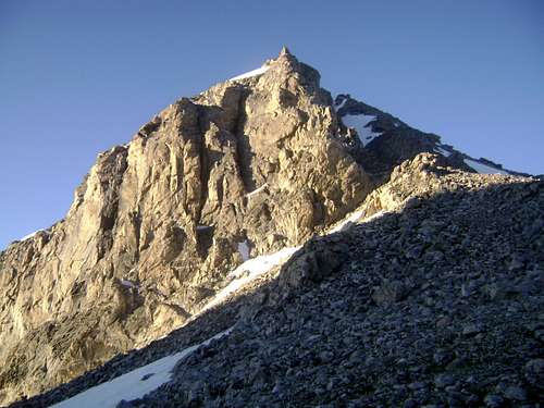 The Middle Teton-Viewed at sunrise from the Lower Saddle