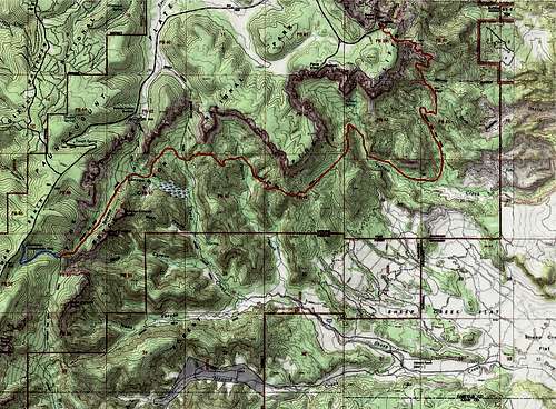 Detailed map of the northern section of Under The Rim Trail