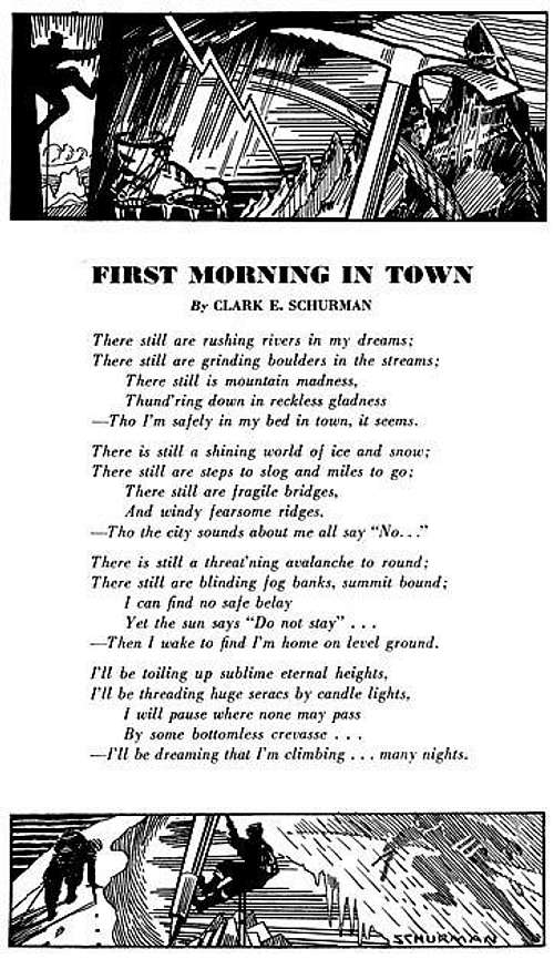 Schurman poem in 1937 Mountineers Magazine