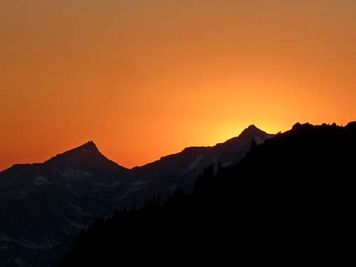 Orange Sunset Sky over Hidden Lake Peaks