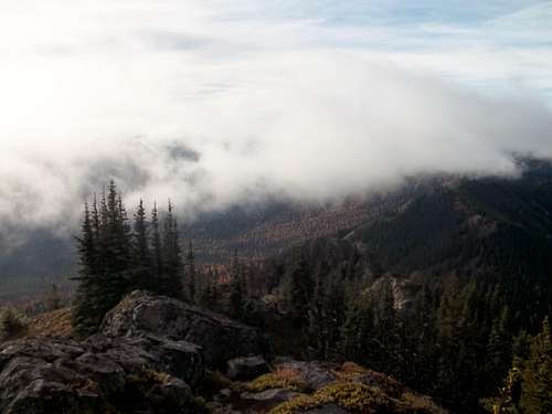 Fog lifting on American Ridge