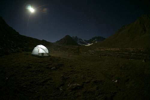 night view of moses peak base camp