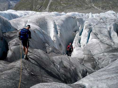 crossing the Aletch glacier