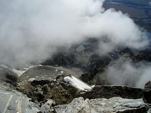 Looking down from the summit of the Grand Teton