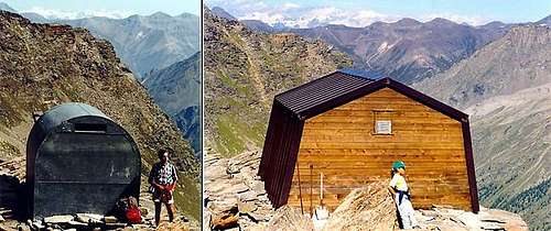 Old and new Leonessa bivouacs at the foot of Herbetet
