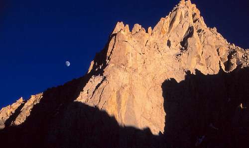 Sunset and Moonrise over Bear Creek Spire